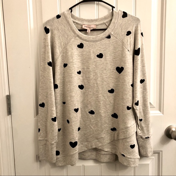 comfy sweatshirt, gray w/black hearts, phi… - Picture 9 of 12